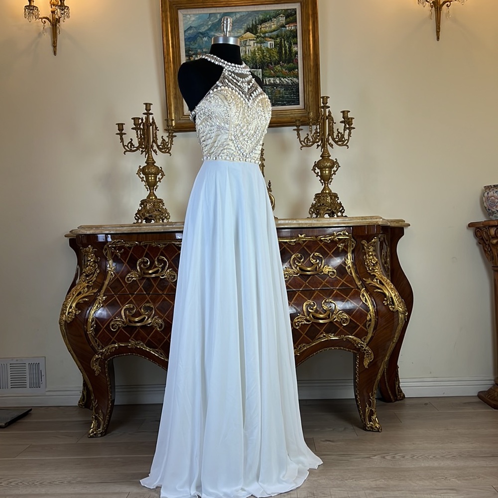 NWT Women’s formal Illusion rhinestone bodice evening prom dress - Picture 3 of 6